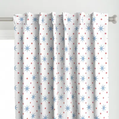 Spoonflower Stars And Dots - Cerulean Curtain Panel