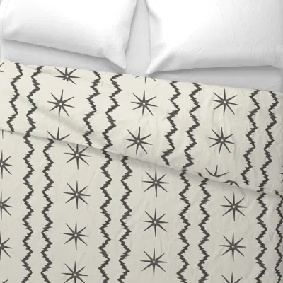 Spoonflower Stars And Stripes Black And Cream Euro Pillow Sham In Brown