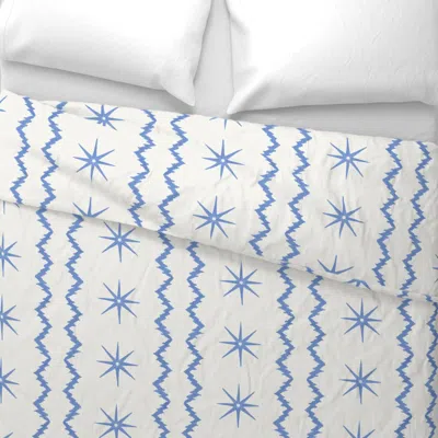 Spoonflower Stars And Stripes Cerulean And Cream Wide Cotton Sateen 3.5 oz 26" X 20" Standard Knife Edge