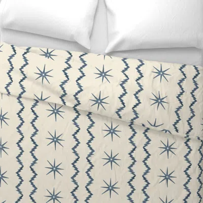 Spoonflower Stars And Stripes Slate Blue And Cream Euro Pillow Sham