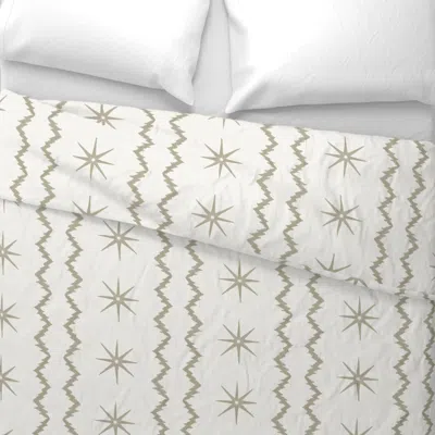 Spoonflower Stars And Stripes Tan And Cream Euro Pillow Sham In Brown