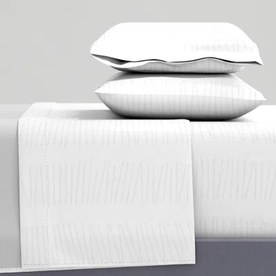 Spoonflower Stilled Strokes - Minimal Wabi-sabi Hand-drawn Dashes - Light Gray Ix Cal King Sheet Set