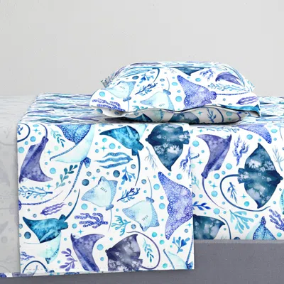 Spoonflower Stingrays And Seaweed In Watercolor Medium Twin Sheet Set
