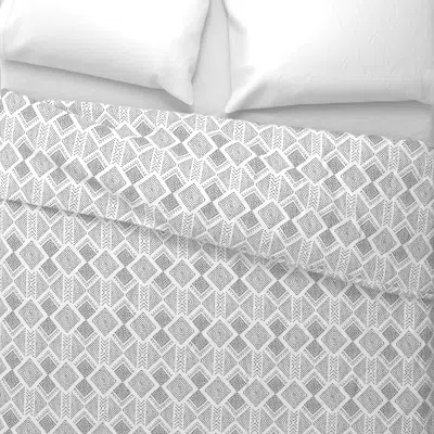 Spoonflower Stitched Diamonds Print - White And Black Wide Cotton Sateen 3.5 oz 26" X 20" Standard Knife Edge