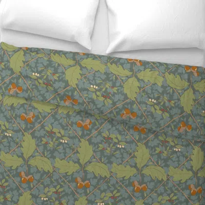 Spoonflower Storybook Forest - Oak And Teaberry Spruce Green Wide Cotton Sateen 3.5 oz 26" X 20" Standard Knife 
