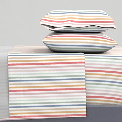 Spoonflower Storybook Stripe Multicolor - Small King Sheet Set