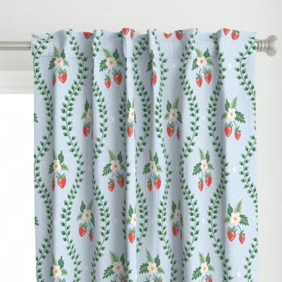 Spoonflower Strawberry Stripe - Light Curtain Panel In Multi