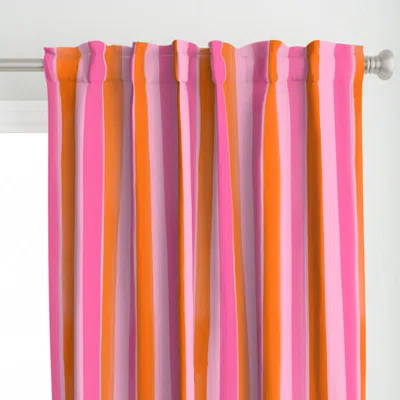 Spoonflower Stripe Pinkorange Curtain Panel