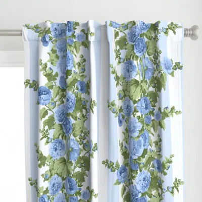Spoonflower Striped Hollyhocks Curtain Panel