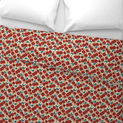 Spoonflower Striped Poppies On Chevron (small Scale) Wide Cotton Sateen 3.5 oz 26" X 20" Standard Knife Edge