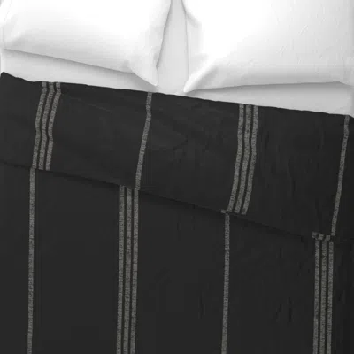 Spoonflower Striped Stripes Creamy White Raisin Black Black And White Low Volume Euro Pillow Sham