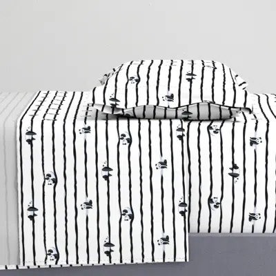 Spoonflower Stripes And Pandas Twin Xl Sheet Set
