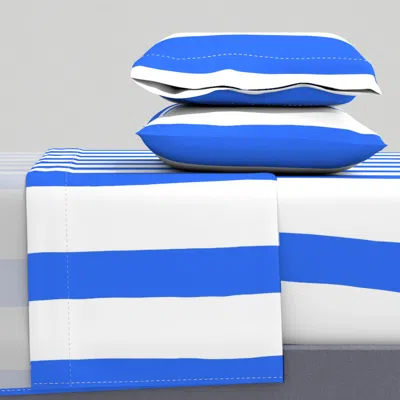 Spoonflower Stripes Blue White King Sheet Set