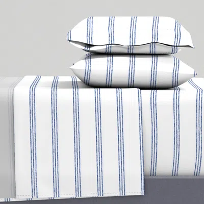 Spoonflower Stripes Large French Navy Blue And White Full Sheet Set
