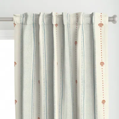 Spoonflower Stripes Nautical Shell - Curtain Panel
