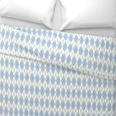 Spoonflower Stylish Preppy Light Blue Argyle Print For Classy Clothing Projects Wide Cotton Sateen 3.5 oz 30" X 
