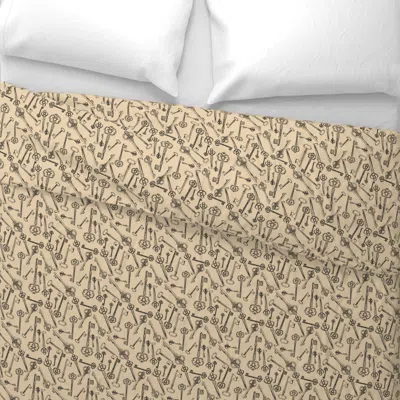 Spoonflower Stylized Antique Keys // Manilla // Small Wide Cotton Sateen 3.5 oz 26" X 20" Standard Knife Edge