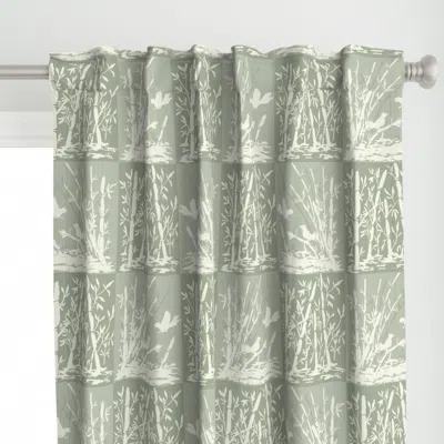 Spoonflower Sumi Bamboo Birds - Warm Curtain Panel