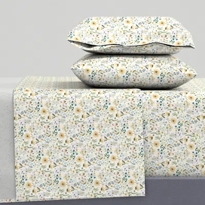 Spoonflower Summer Garden Herbs And Veggies Medium King Sheet Set