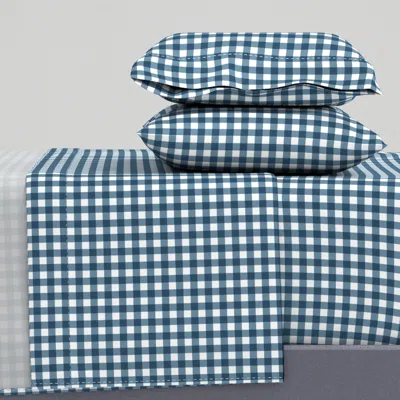 Spoonflower Summer Gingham Pattern- Blue King Sheet Set