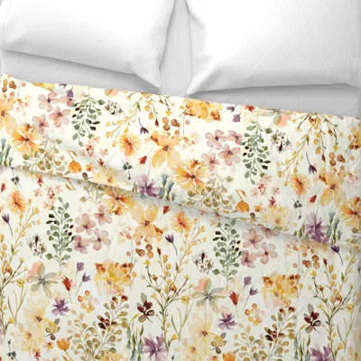 Spoonflower Summer Twilight Floral Wide Cotton Sateen 3.5 oz 30" X 24" Standard Flanged