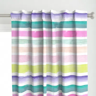 Spoonflower Summer Watercolor Stripes Curtain Panel