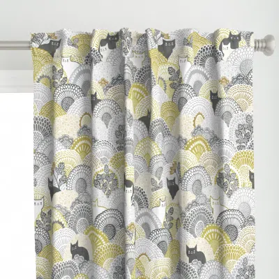 Spoonflower Sunflower Cat- Yellow And Curtain Panel