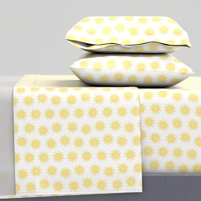 Spoonflower Sunny Coordinate 1.5 Inch Small Pastel Yellow Pale Lemon Yellow Sun Nursery King Sheet S