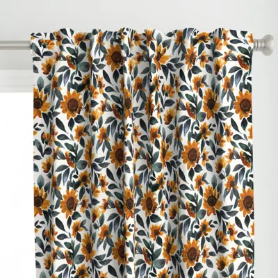 Spoonflower Sunset Sunflowers - Teal Curtain Panel