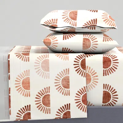 Spoonflower Sunshine Boho Sun Terra Cotta Rust Dusty Pink Nudes Lad20 Queen Sheet Set