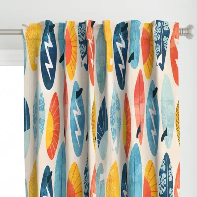 Spoonflower Surf Away White Jumbo Curtain Panel