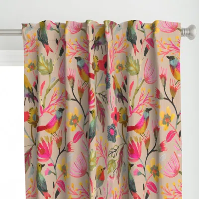 Spoonflower Sweet Watercolor Birds Curtain Panel In Multi
