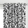 Spoonflower Swirly Black Leaf Curtain Panel