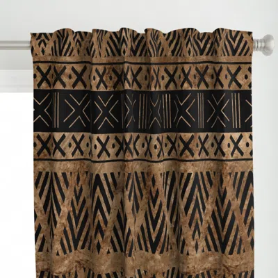 Spoonflower Tan Mudcloth Tribal Curtain Panel