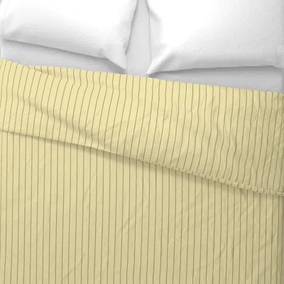 Spoonflower Tan Pinstripe On Yellow Wide Cotton Sateen 3.5 oz 26" X 20" Standard Knife Edge