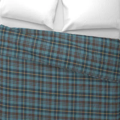Spoonflower Tartan Plaid 1 Blue Brown Gold Yellow - Xs-accent Wall Bedding Pajamas Kilt Wide Cotton Sateen 3.5 O In White