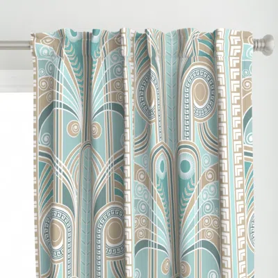 Spoonflower Teal Art Deco Wallpaper Curtain Panel