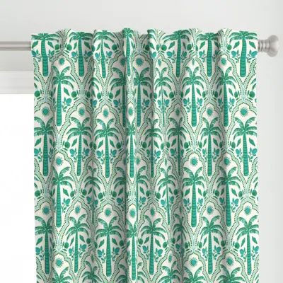 Spoonflower Teal Emerald Palm Trees Curtain Panel