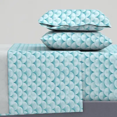 Spoonflower Teal Mermaid Scales King Sheet Set
