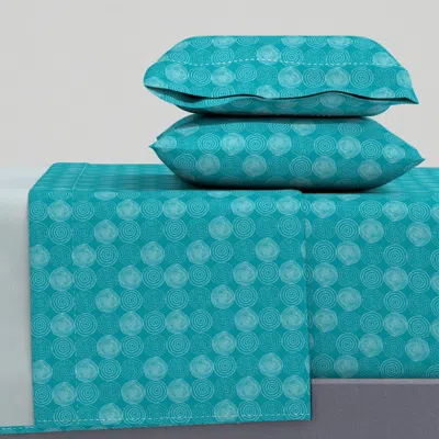 Spoonflower Teal Tree Rings - Woodland Critters Coordinate Queen Sheet Set