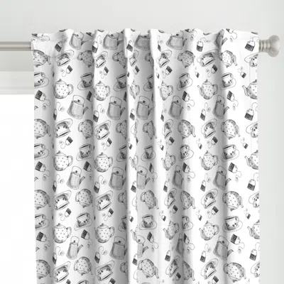 Spoonflower Teapot & Tea Cups Garden Curtain Panel