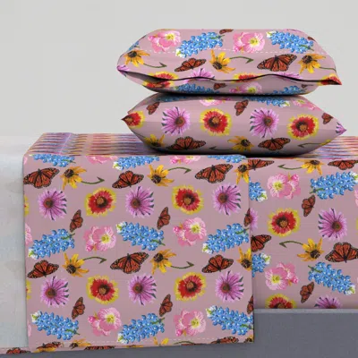 Spoonflower Texas Wildflower Crossstitch King Sheet Set