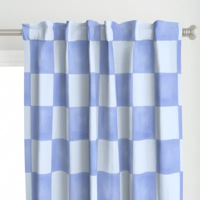 Spoonflower Textured Checkered Blue Curtain Panel