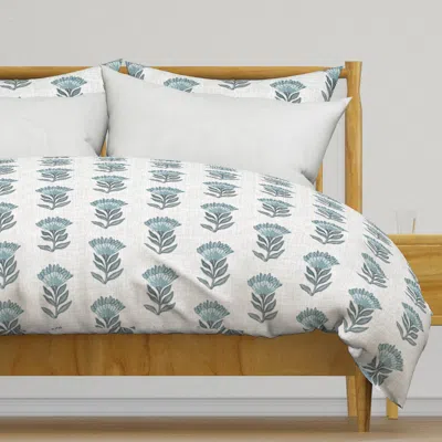Spoonflower Textured Linen Floral Duvet Cover