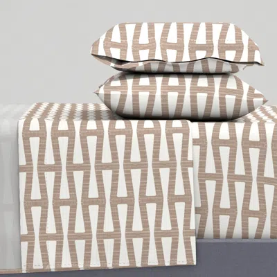 Spoonflower Textured Mid Century Modern Abstract Geometric In Beige And Bone White Full Sheet Set