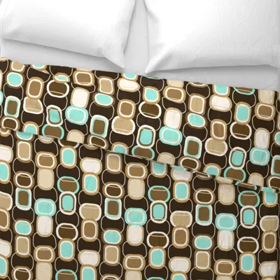 Spoonflower Textured Mid Century Modern (mcm) Rounded Rectangles / Aqua Blue Chocolate King Pillow S
