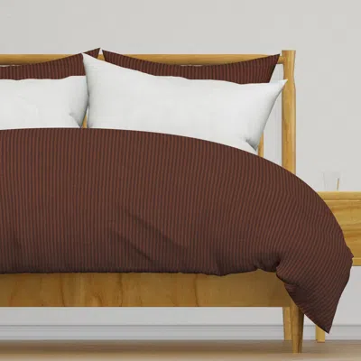 Spoonflower Textured Pin Stripe - Chestnut Duvet Cover
