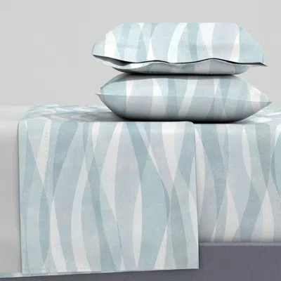 Spoonflower Textured Waves - Faded Blue (large Scale) King Sheet Set