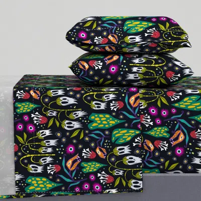 Spoonflower The Odd Garden - Phantasmagoria Floral Cal King Sheet Set