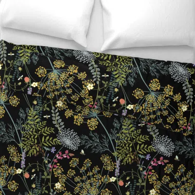 Spoonflower The Scent Of Wild Grasses (black) Wide Cotton Sateen 3.5 oz 26" X 20" Standard Knife Edge